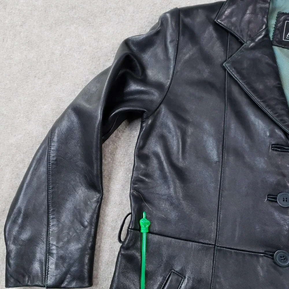 Adler Collection Jacket Womens Medium Black‎ Leather Lambskin Button Car Coat